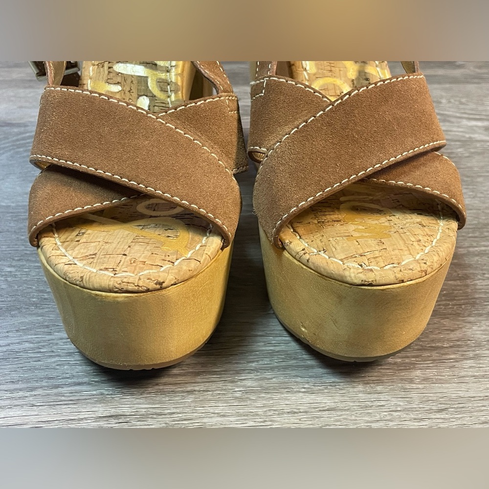 Sam Edelman Brown Suede Platform Sandal Heels - Picture 3 of 13